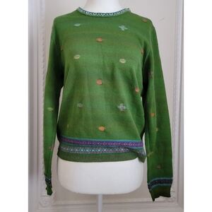 M. & Kyoko Green Sweater with Multicolor Details